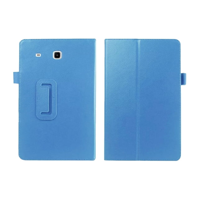 Slim Folding Tablet Cover Concise Commercial Style Premium PU Leather Cover Case Lightweight Proof for Galaxy Tab E 9.6 Inch T560/T561 (Sky-blue)
