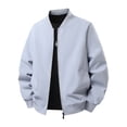 thumbnail image 3 of TOMVIGX Mens Lightweight Bomber Jacket Full Zip Baseball Collar Raglan Sleeve Flight Coat Casual Autumn Winter Outerwear Light Gray 2XL, 3 of 4