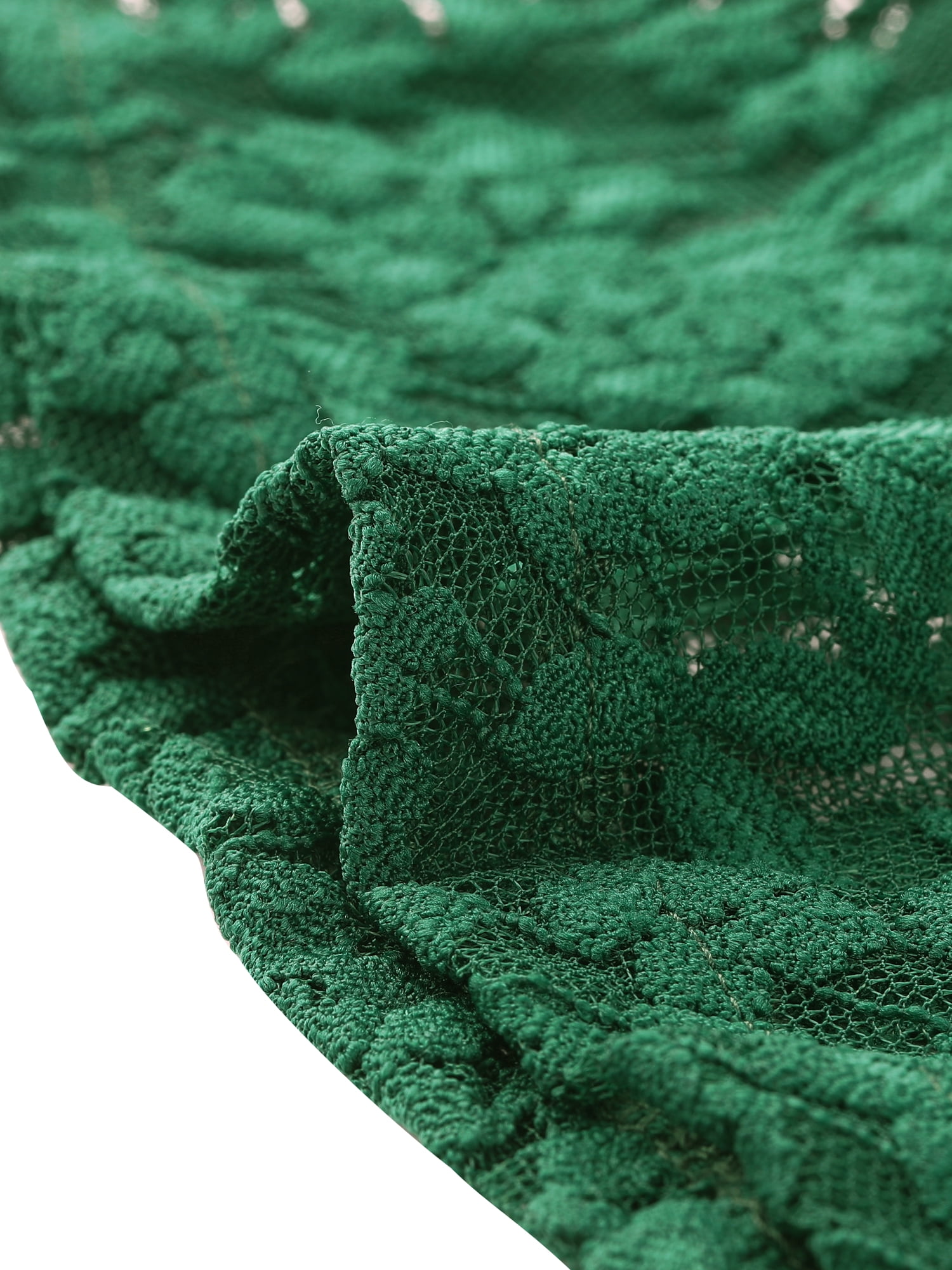 DARING DIVA Women's Ruffled Hem Floral Lace Crop Shrug Cardigan S Dark Green