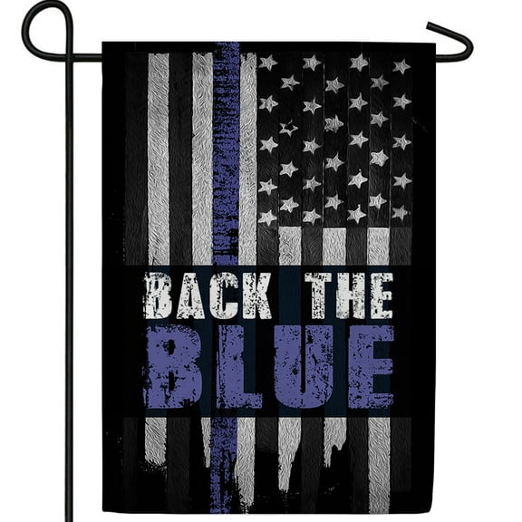 America Forever Back the Blue Thin Blue Line Double Sided Garden Flag, 12.5 x 18 inch Police Support Law Enforcement Outdoor Yard Decor Banner Patriotic Home Decorations