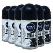 Nivea Deodorant Roll-on, 1.7 Fluid Ounce (INVISIBLE MEN BLACK & WHITE, PACK OF 6)