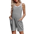 thumbnail image 5 of Maternity Women Solid Color Sleeveless Overalls Casual Loose Jumpsuit Shorts, 5 of 6