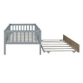 thumbnail image 3 of Bellemave Twin Daybed Frame with Trundle Bed Twin Wood Platform Bed with Fence Guardrails for Teens, No Box Spring Needed, Twin Size, Gray, 3 of 10