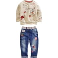 thumbnail image 1 of Lukycild Ropa Para Niña Pequeña 3T Ropa Para Niña Bebé Niña Manga Larga Floral Top+Pantalones Vaqueros Conjunto, 1 of 1