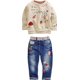 thumbnail image 1 of Lukycild Ropa Para Niña Pequeña 3T Ropa Para Niña Bebé Niña Manga Larga Floral Top+Pantalones Vaqueros Conjunto, 1 of 1