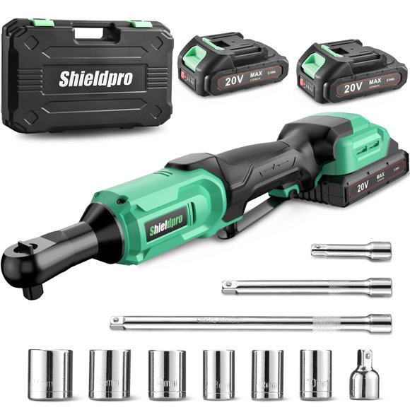 Juego de llaves de trinquete inalámbricas ShieldPro 20 V 3/8 con 2 baterías