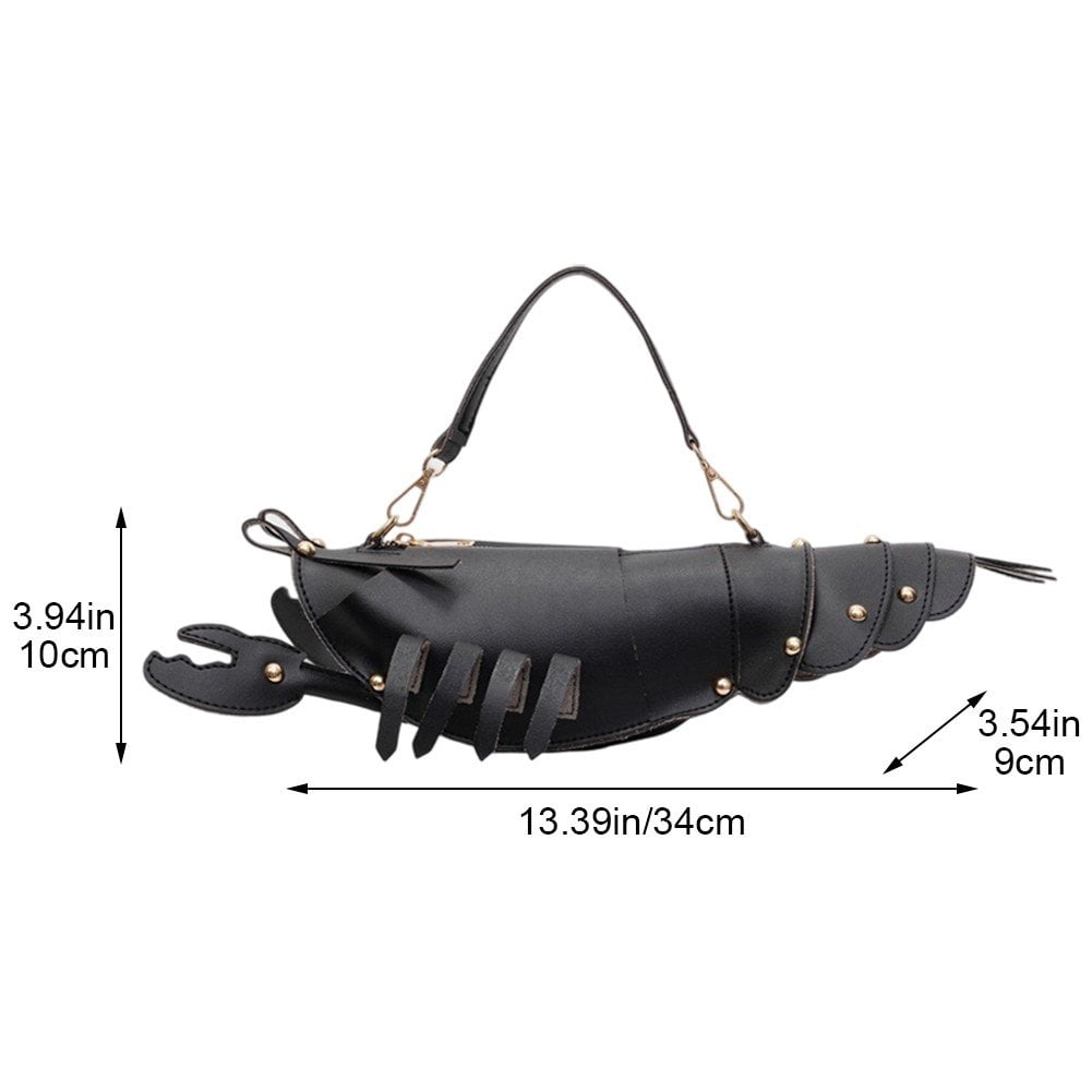 Jiibva Lobster Shaped Crossbody Bag for Women Unique Rivets Lobster Design Shoulder Bag Stylish Handbag Purse for Women