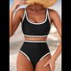 thumbnail image 5 of Conjuntos de Bikini para Mujer con Estampado Floral, Trajes de Baño de Dos Piezas con Escote Redondo y Cintura Alta. Negro XL, 5 of 8