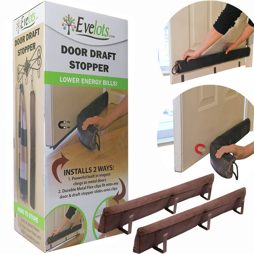 Evelots Door Draft for Steel DoorClips for Regular DoorSet/2