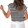 thumbnail image 4 of Women Short Sleeve Striped Cropped T-Shirts Dolman Sleeve Crop Tops, 4 of 5