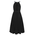 thumbnail image 2 of Birdeem Robe d'Été Décontractée pour Femme à Col Licou Sans Manches avec Ceinture, Évasée Plissée, Robes de Plage, 2 of 6