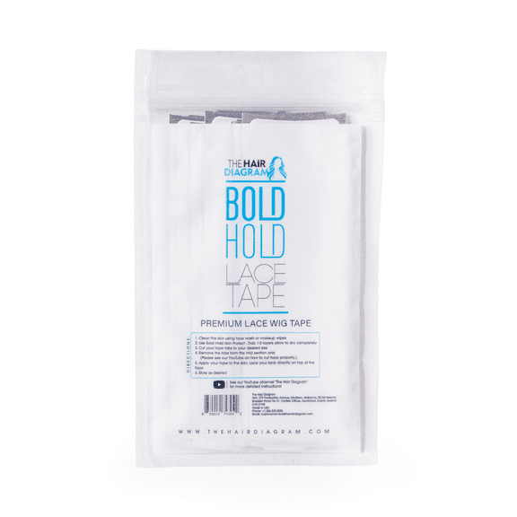Bold Hold Lace Wig Tape - Medical Grade Strips for Lace Front Wigs - Strong Hold Tape - Double Sided Invisible Tape - Professional Wig Attachment by The Hair Diagram (40 pk, 1.5 oz)