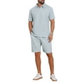 thumbnail image 4 of INSPIRE CHIC Men's 2 Pieces Sets Polo Shirt & Drawstring Shorts Textured Outfits S Gray, 4 of 4