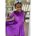 thumbnail image 6 of Purple Twirly Velvet Dress with Silver Stars, 6 of 15