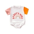 thumbnail image 1 of xiaxaixu Baby Girl Father’s Day Romper, Short Sleeve Contrast Color Letter Print Newborn Bodysuit, 1 of 9