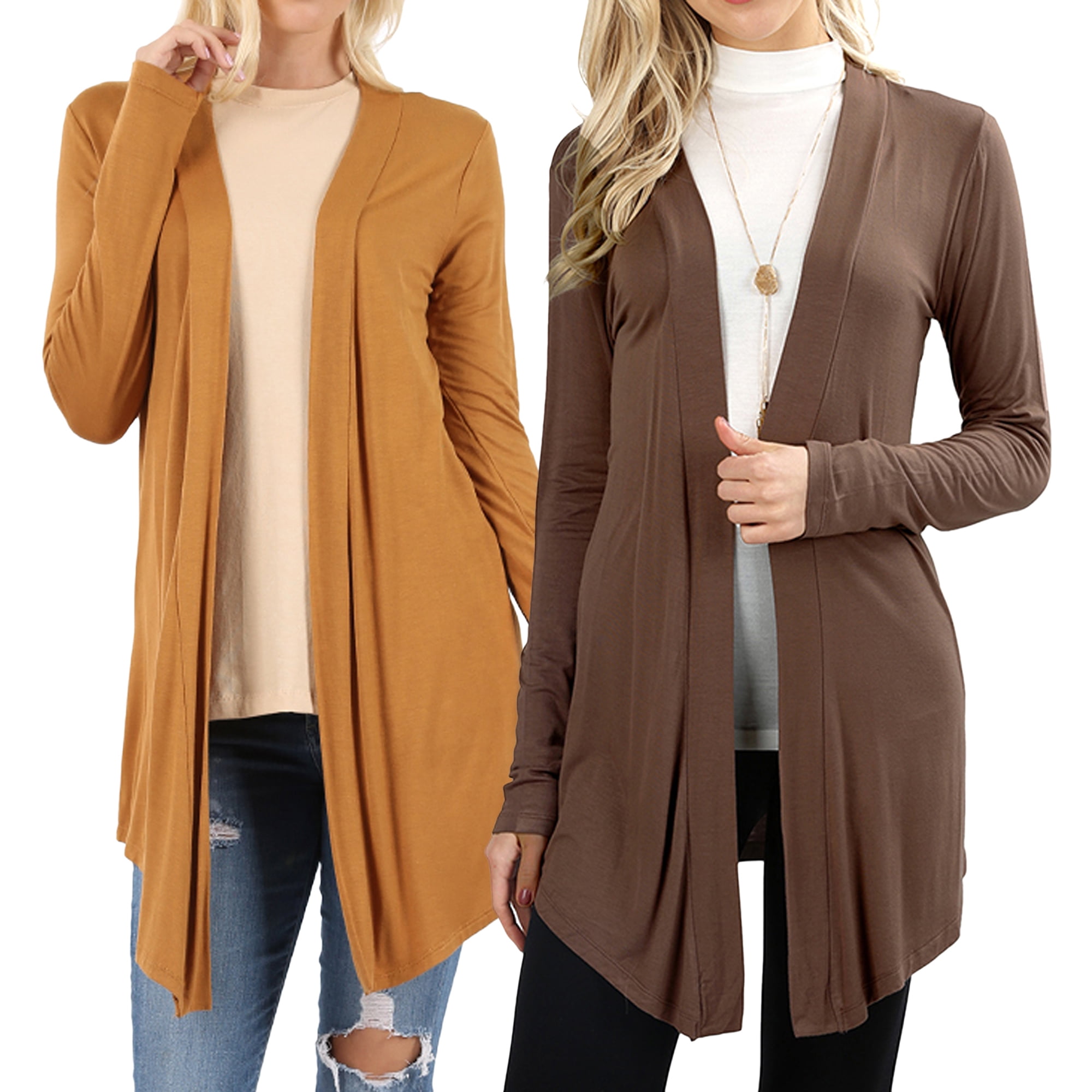 Zenana Women & Plus Draped Open Front Long Sleeve Flowy Light