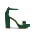 thumbnail image 3 of BLISSFUL STEP Women's Shoes Faux Suede High Chunky Heel Platform Ankle Strap Open Toe Sandals Green 7.5, 3 of 7