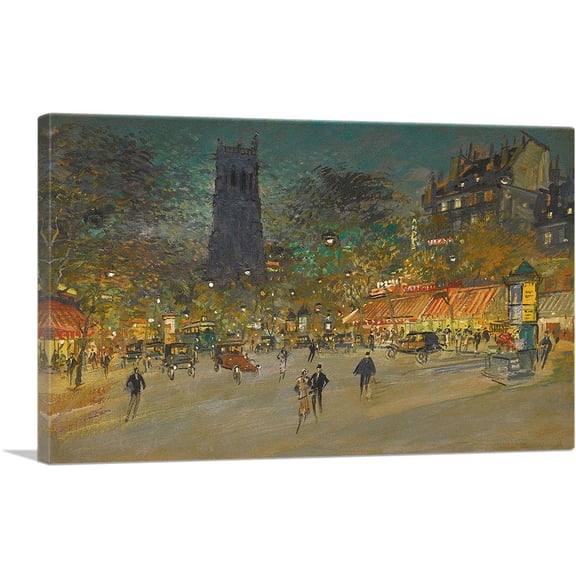 ARTCANVAS La Tour Saint Jacques Canvas Art Print by Konstantin Korovin - Size: 12" x 8" (0.75" Deep)