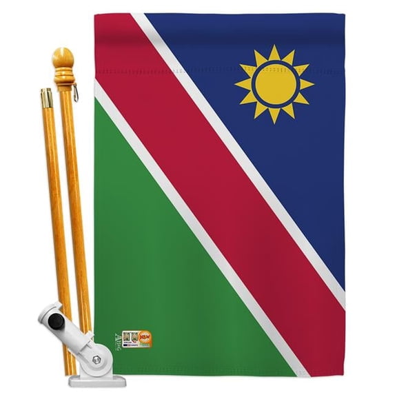 Americana Home & Garden AA-CY-HS-140162-IP-BO-D-US18-AG 28 x 40 in. Namibia Flags of the World Nationality Impressions Decorative Vertical Double Sided House Flag Set & Pole Bracket Hardware Flag Set