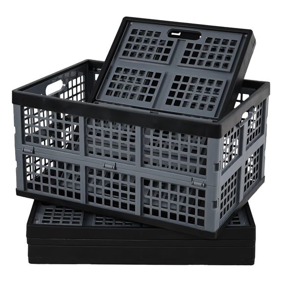 Anbers 42 L Large Collapsible Plastic Milk Crates for Storage, 4 Pack
