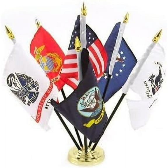 Armed Forces 3x6 inch Desk Set with gold base