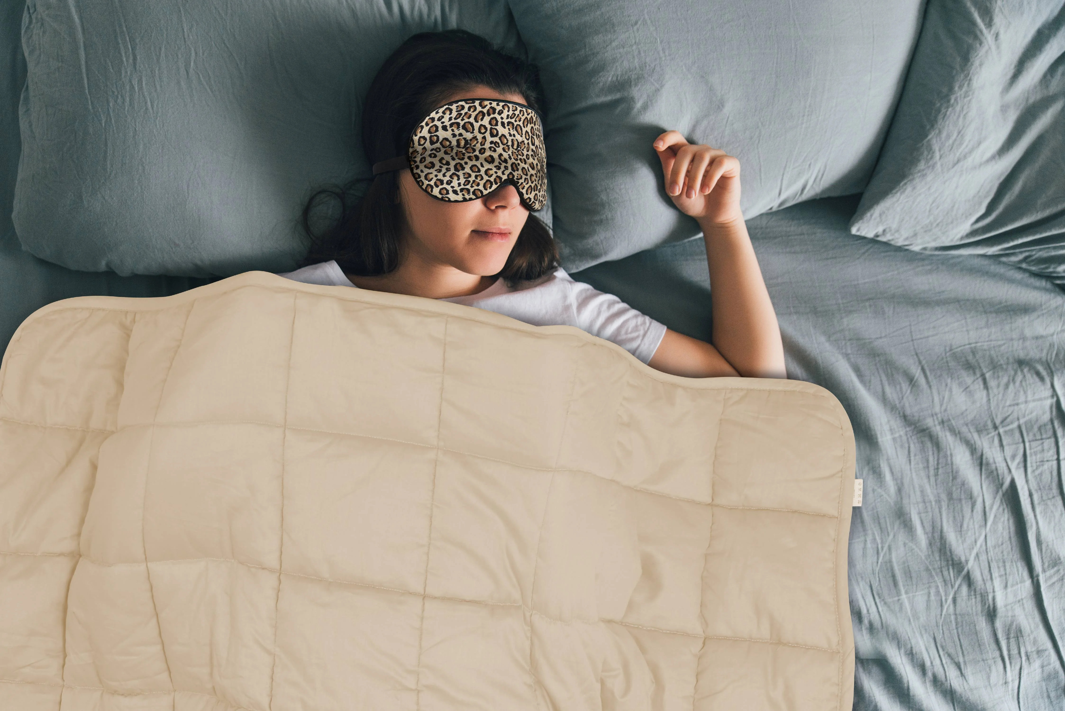 NEX 100% Microfiber Off White Weighted Blanket 12 lbs, 48” x 72” with Removable Light Gray Duvet Cover