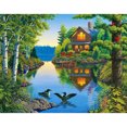 thumbnail image 1 of Cuadros Decorativos Kit de pintura con diamantes de imitación para decoración del hogar Likrtyny Kit de dibujo de paisaje de cabaña de campo colorido artesanal arte completo redondo regalo, 1 of 9