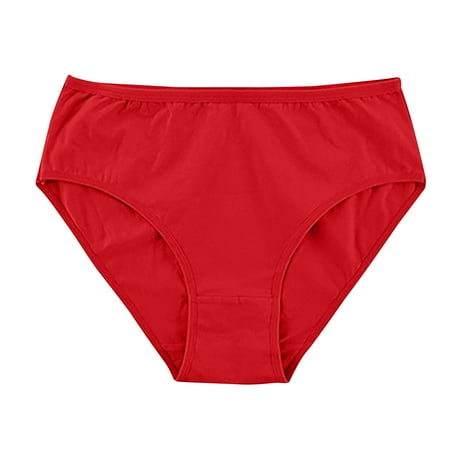 Jalioing Womens Plus Size Cotton Underwear Oversized Panty High Waist Stretch Breathable Ladies Panties (X-Large  Red)