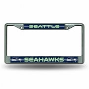 Rico Industries RIC-FCGL2901 Seattle Seahawks NFL Bling Glitter Chrome License Plate Frame