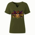 thumbnail image 5 of mihongmao Mardi Gras T Shirts for Women Ladies' Carnival Printed V-neck T-shirt Casual Short Sleeved Top/Shirt Army Green L, 5 of 7