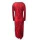 thumbnail image 5 of Vestido de manga larga con empalme fruncido y dobladillo adelgazante con estampado de cuello en V sexy para mujer Fridja  NMB2312, 5 of 6