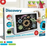 Discovery Kids Neon Glow Drawing Easel w/Color Markers, Built-in Kickstand/Wall Mount, Choose from 6 Light Modes, Easy to Clean/Washable, Wide Screen, Flat Storage, Great for Children, Multicolor