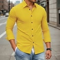 thumbnail image 3 of Men's Yellow Dress Shirts Long Sleeve Button Down Shirt Casual Formal Business Tops with Pocket 2XL, 3 of 7