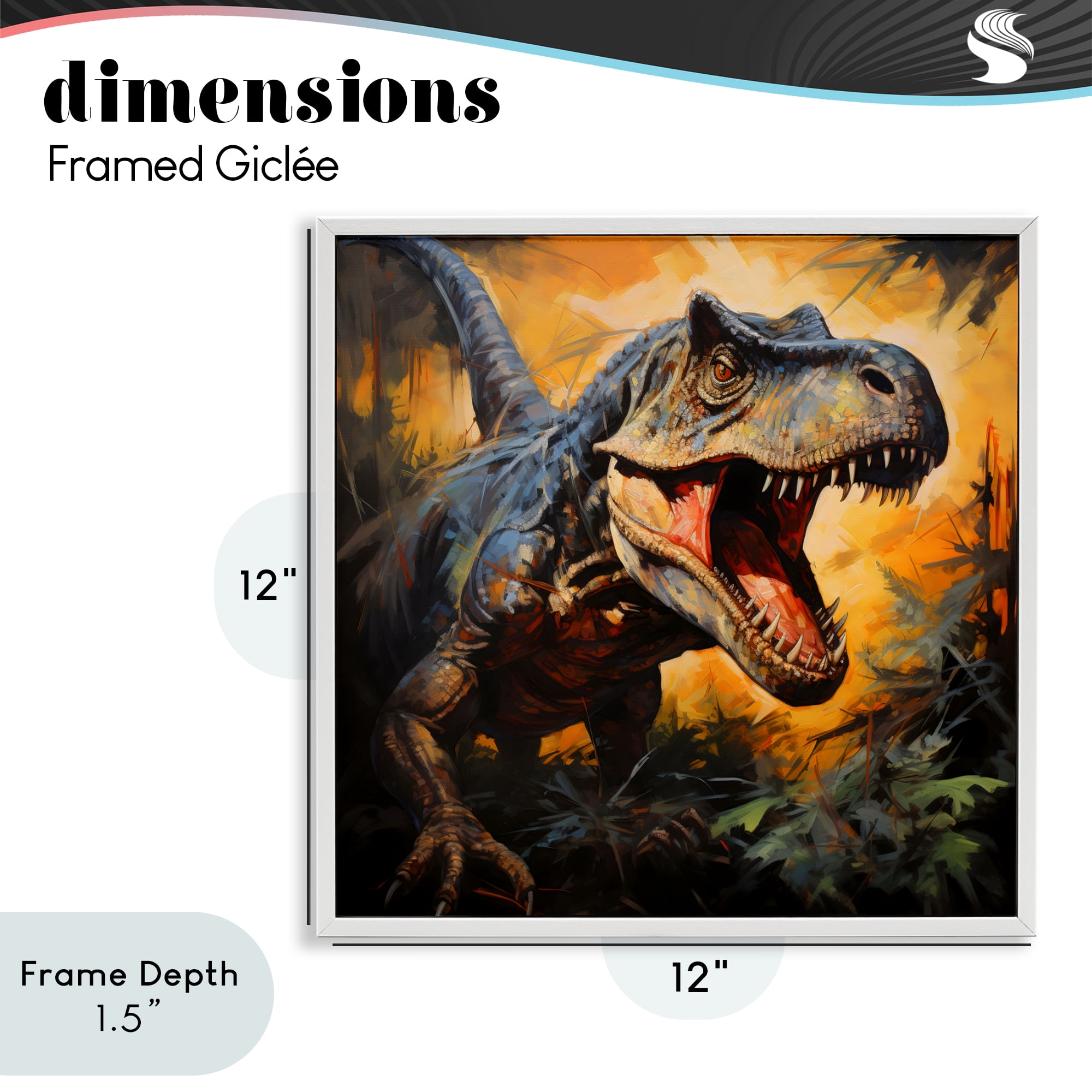 Stupell Industries Angry Dinosaur Roaring White Framed Giclee Art, design by Creative Studio