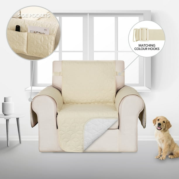 Deconovo Funda de sofá resistente al agua, 1 unidad, beige, 53 cm de ancho x 190 cm de largo, protector de muebles para mascotas y niños