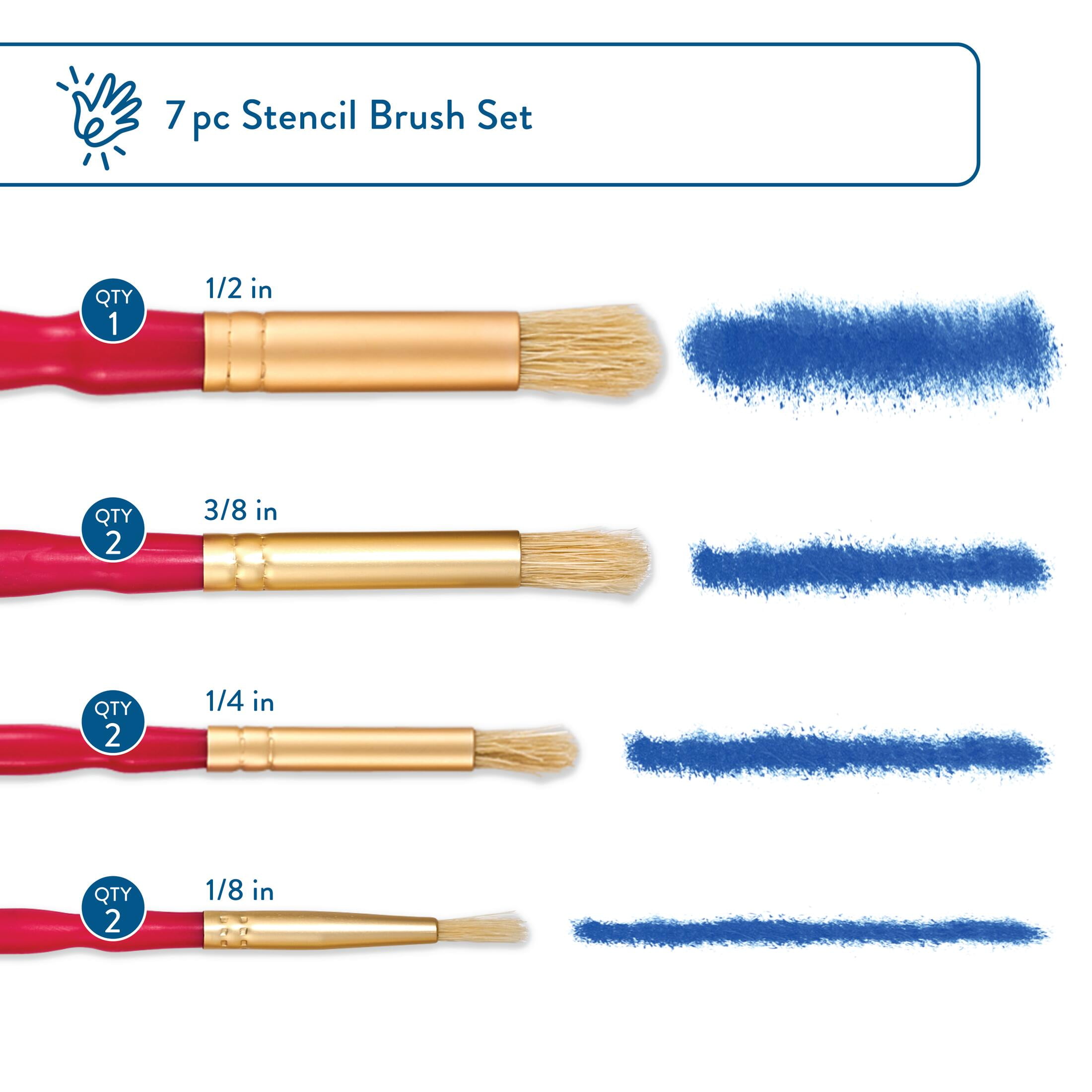 Hello Hobby Premium Stencil Brush Set, 7 Pieces, Multicolor