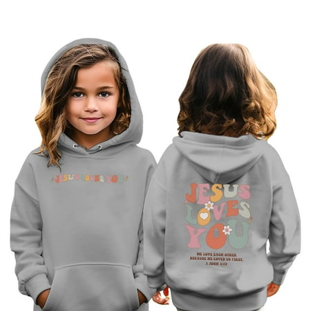 

CHAOLEI Girls Casual Long Sleeve Hoodies Cute Oversized Pocket Sweatshirt Tops -Grey 9-10 Years