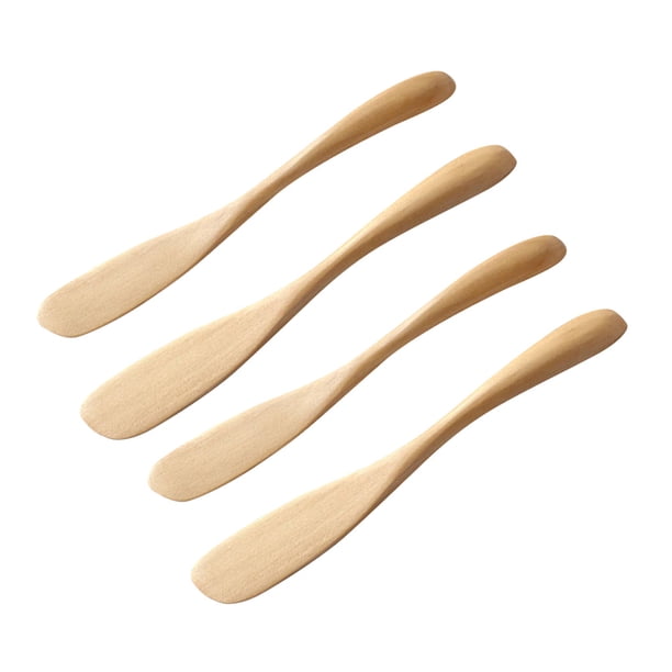 EeaseMX 4 esparcidores de madera para mantequilla, crema, queso y mermelada, herramientas para decorar pasteles y hornear.