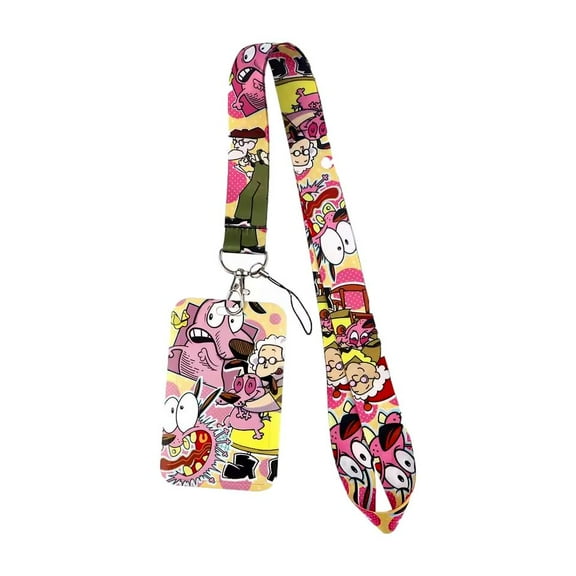 Cowardly Dog Cartoon Character AOP with ID Holder Lanyard Keychain