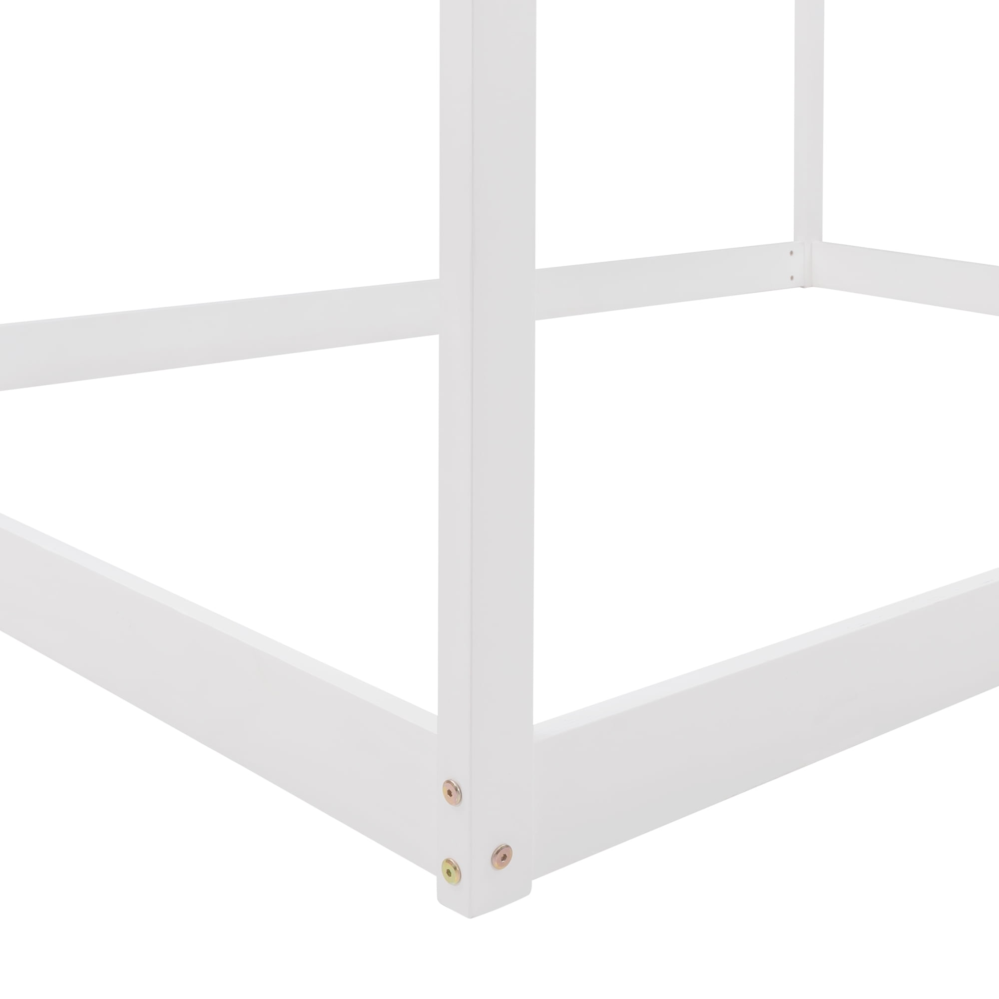 Aukfa Full Size House Bed for Kids, Platform Bed with Roof, Wood - White