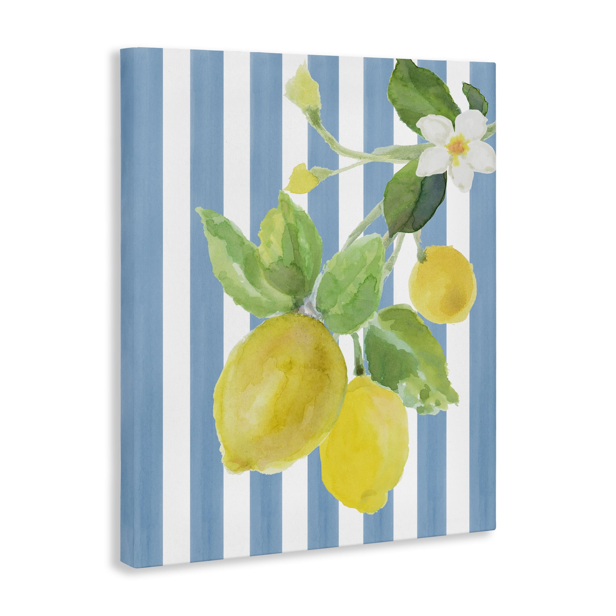 Stupell Industries Lemon Blossom on Blue Stripes Canvas Wall Art, design by Lanie Loreth