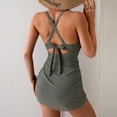 thumbnail image 4 of WTOBBY Women's One-Piece Swimsuit Solid Color with Bra Pads Non-Steel Support Sexy Bikini Set Adjustable Straps for Beach Pool Summer Swimwear,Army Green L, 4 of 5