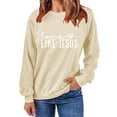 thumbnail image 4 of Goodeals Valentines Day Sweatshirts for Women Like Jesus Printed Shirts Long Sleeve Sweater Love Heart Graphic Sweatshirt Crewneck Pullover(Khaki,XL)Clearance Sale, 4 of 8