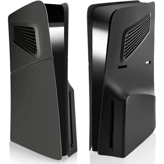 Cover Plates for PlayStation 5 Slim Console Disc Edition - Cooling Vents Shockproof Replacement Protective Shell Skin, Durable Accessories Faceplate for PS5 Slim-Black