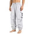 thumbnail image 4 of vdgthytj Cargo Pants for Men Straight Leg Baggy Drawstring Waist Elastic Cuffs Vintage Fashion Hiking Outdoor Trousers with Multi Pockets(X-Large,Gray), 4 of 6