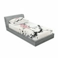 thumbnail image 3 of Ambesonne Flower Fitted Sheet & Pillow Sham Set, Watercolor Art, Queen, Pink Black, 3 of 3