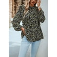 thumbnail image 3 of All-Over Ruffle Detail Floral Print Long Sleeve Blouse for Women Black Small, 3 of 5