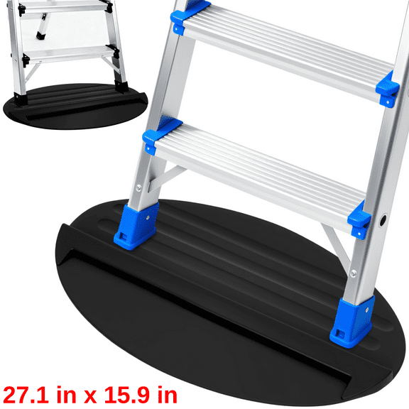 WANLISELL Extension Ladder Stop Mat, 27.1" x 15.9" Non-Slip Rubber Stabilizer Pad for Floor Protection, Black