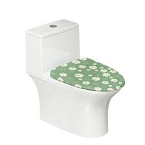 KUIFORTI Floral Toilet Lid Cover Green Toilet Covers for Bathroom Elongated Toilet Seat Cover with Elastic Bottom,Machine Washable