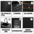 thumbnail image 4 of 84-Inch Barbecue Island Grill, 5-Burner 75300 BTU Deluxe Stainless Gas Outdoor Kitchen Island,Steel BBQ with Side Burner + Refrigerator,Cooler and Sink + Rotisserie kit + Granite Countertops,Black, 4 of 9